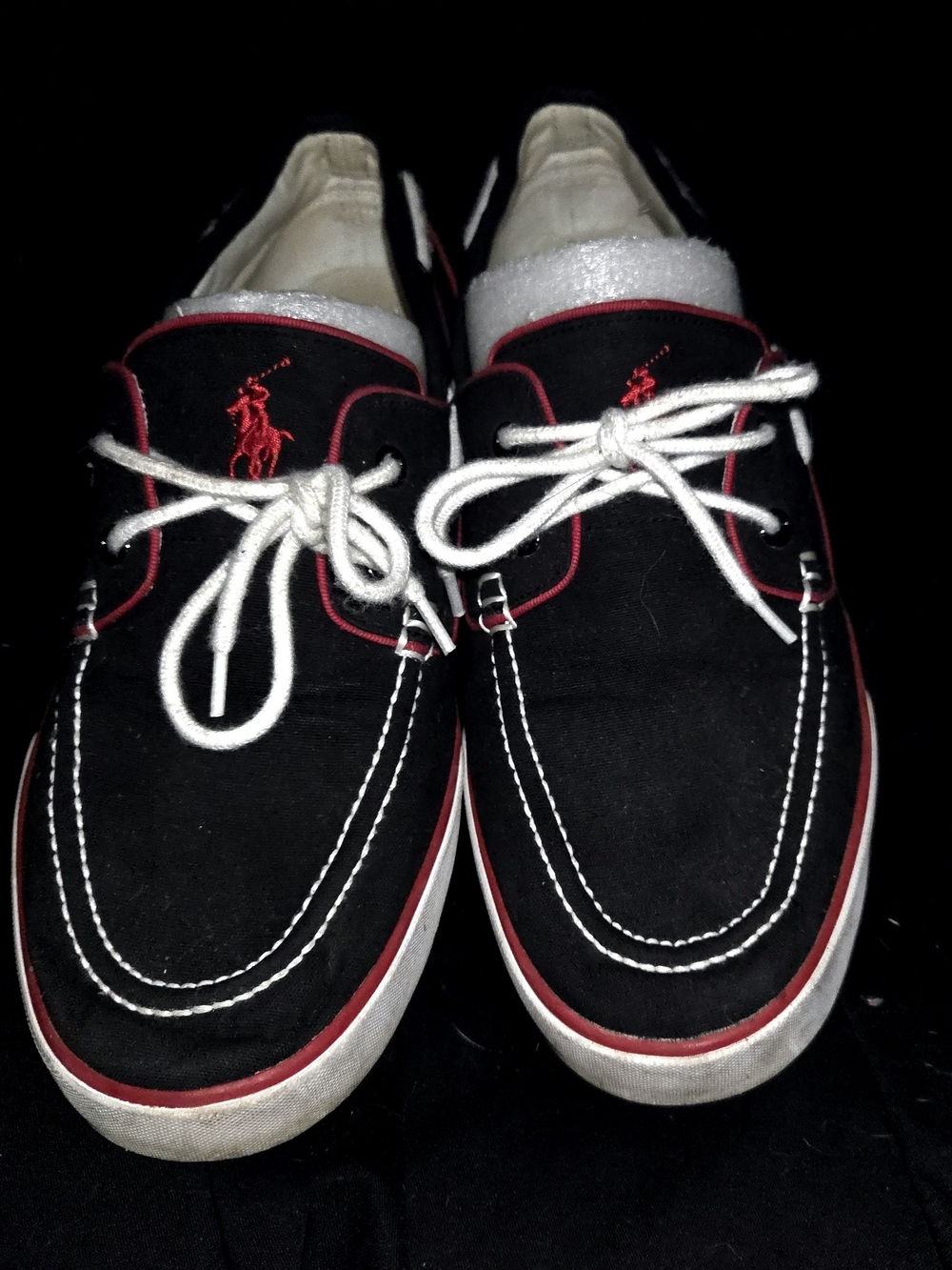 Polo Men’s Black and Red Boat Shoes Size 11.5